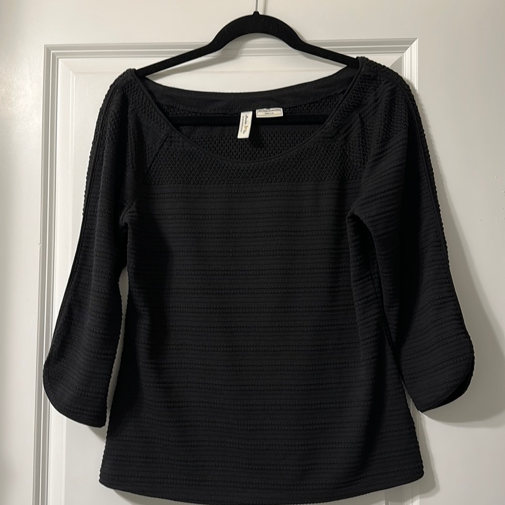 Anthropologie Meadow Rue black top 3/4 sleeve size M